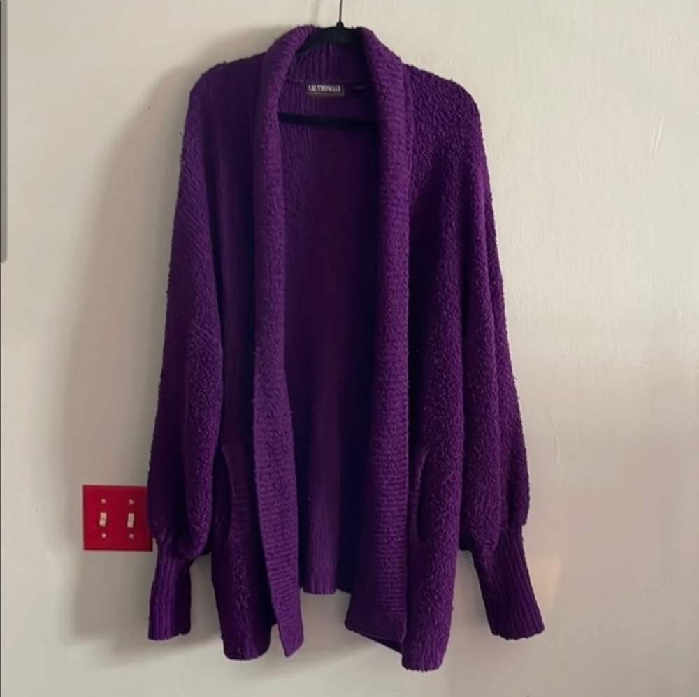 Liz Thomas Purple open front Women's Sweater 24W